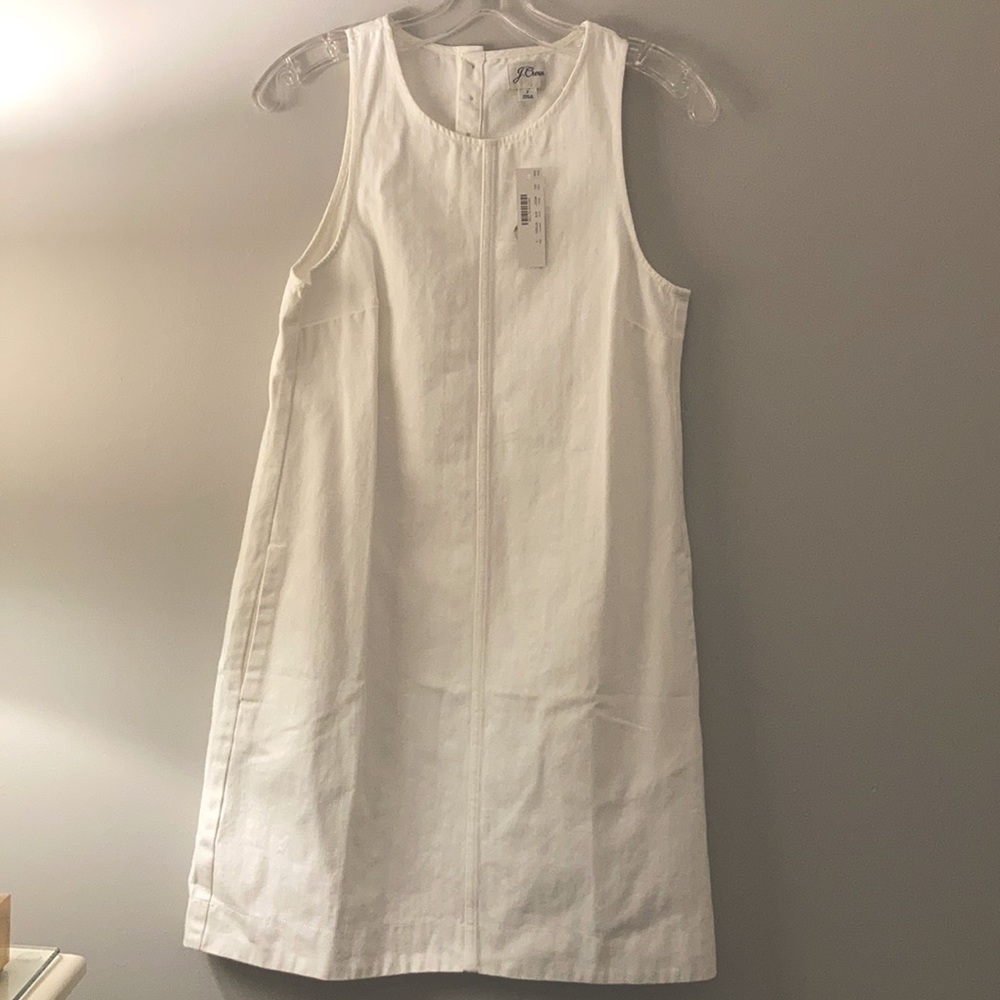 NWT J. Crew White Denim Shift Dress, size 2